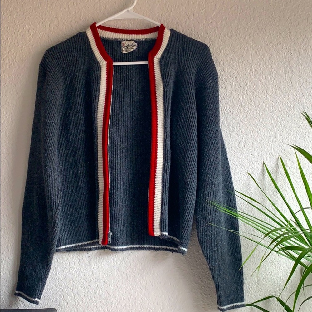 Vintage cherry + silver sweater